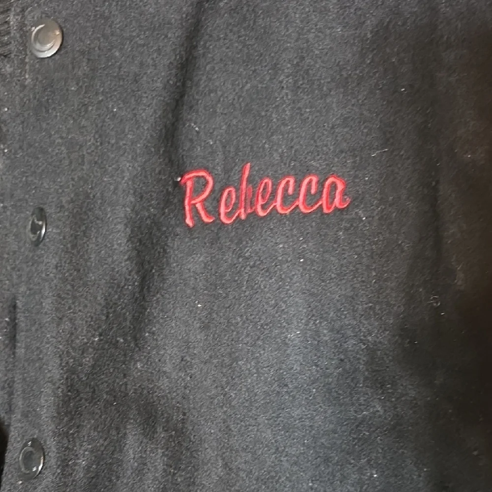 KTOM Radio Salinas, Ca Black Varsity Jacket with Leather Sleeves - Picture 2 of 4